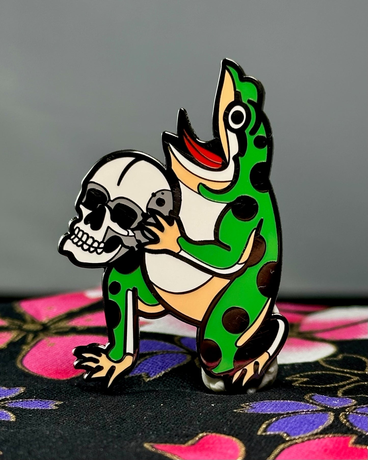 Frog and Skull Pin