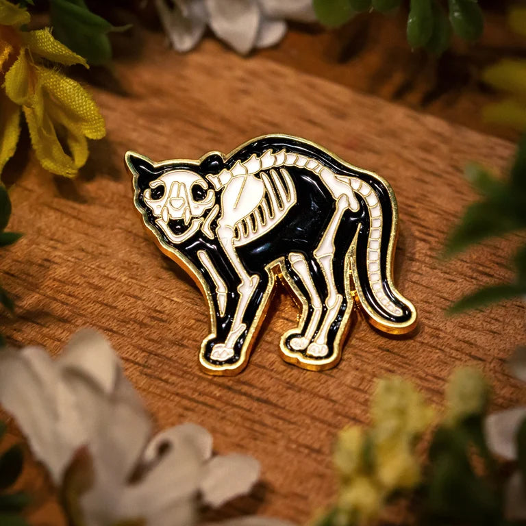 Hissing Skelly Cat Pin