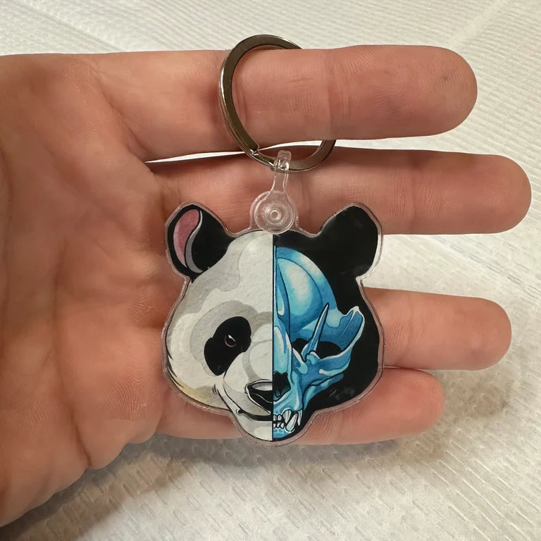 Panda Split Skull Keychain