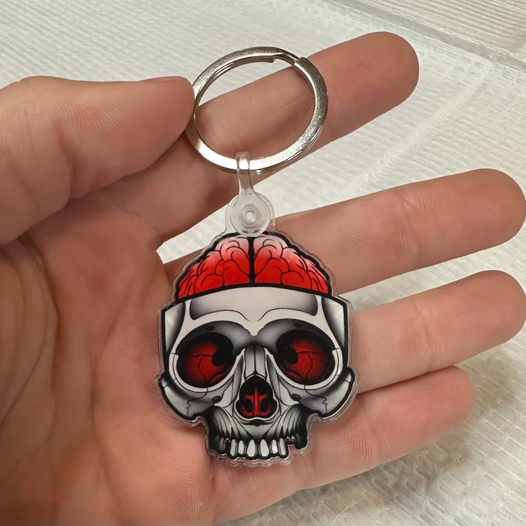 Skull and Brain Keychain